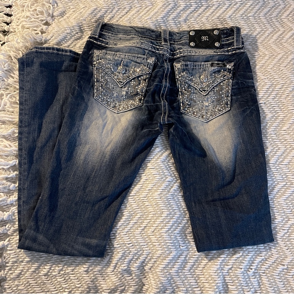 Missme jeans | Beaded dark wash jeans